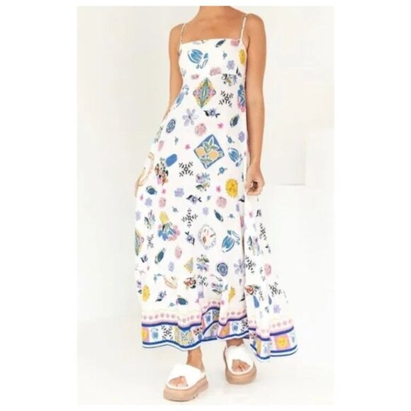 Anthropologie Dresses & Skirts - ANTHROPOLOGIE +Label of Love "Portofino" Maxi Sundress Floral White/Blue Women M